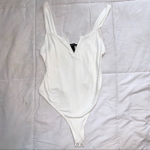 White V-cut Tank Bodysuit